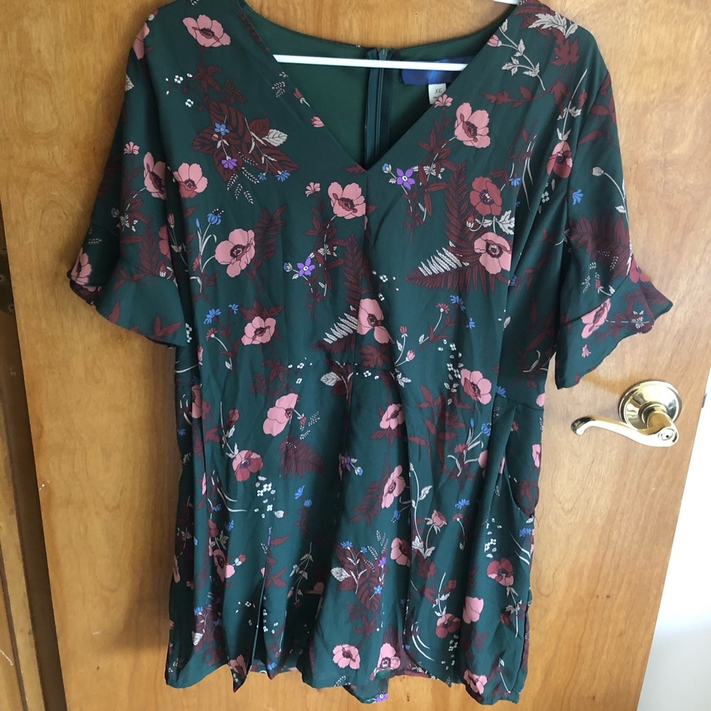 Dark green floral romper